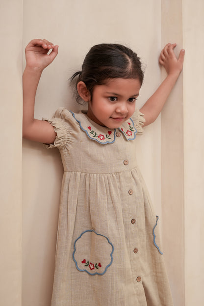 ARA Dress Earth — Hand Embroidered Cotton Girls Dress | Infant to Tween 0-13 Years