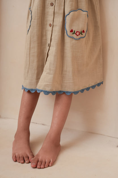 ARA Dress Earth — Hand Embroidered Cotton Girls Dress | Infant to Tween 0-13 Years