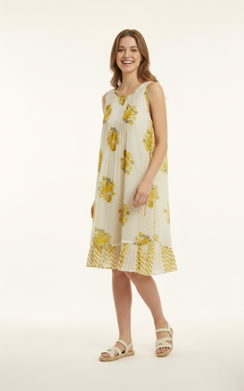 Lana Layered Dress Yellow — Cotton Girls and Women Dress | 0-13 Years and Women