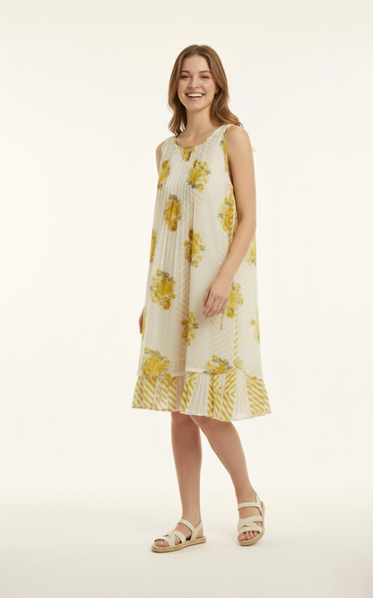 Lana Layered Dress Yellow — Cotton Girls and Women Dress | 0-13 Years and Women