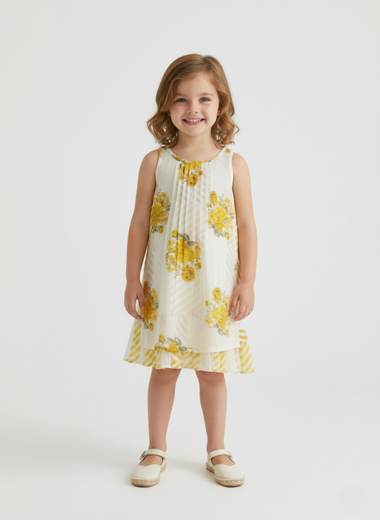 Lana Layered Dress Yellow — Cotton Girls and Women Dress | 0-13 Years and Women