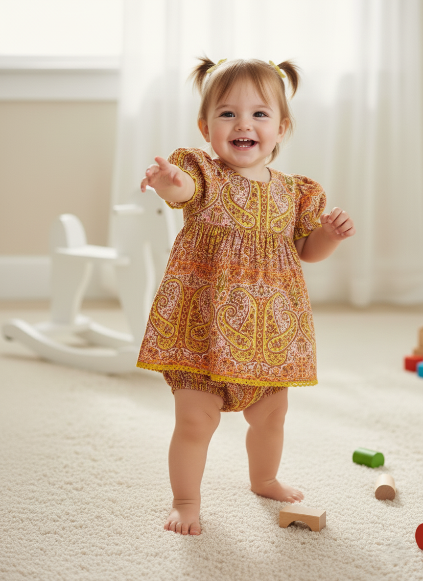 Leah Dress Yellow — Cotton Girls Dress with Lace Detail | Infant to Tween 0-13 Years