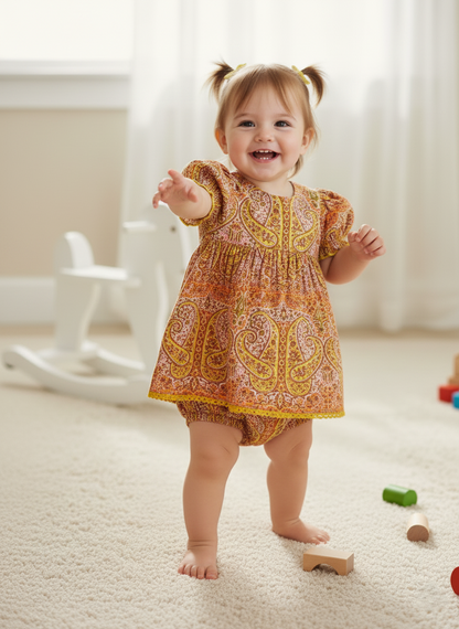 Leah Dress Yellow — Cotton Girls Dress with Lace Detail | Infant to Tween 0-13 Years