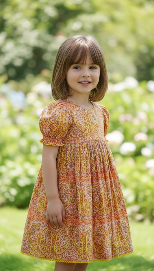 Leah Dress Yellow — Cotton Girls Dress with Lace Detail | Infant to Tween 0-13 Years