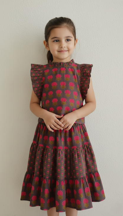 Top and Skirt Set : EARTHY BROWN : Infant : Toddler : Tween