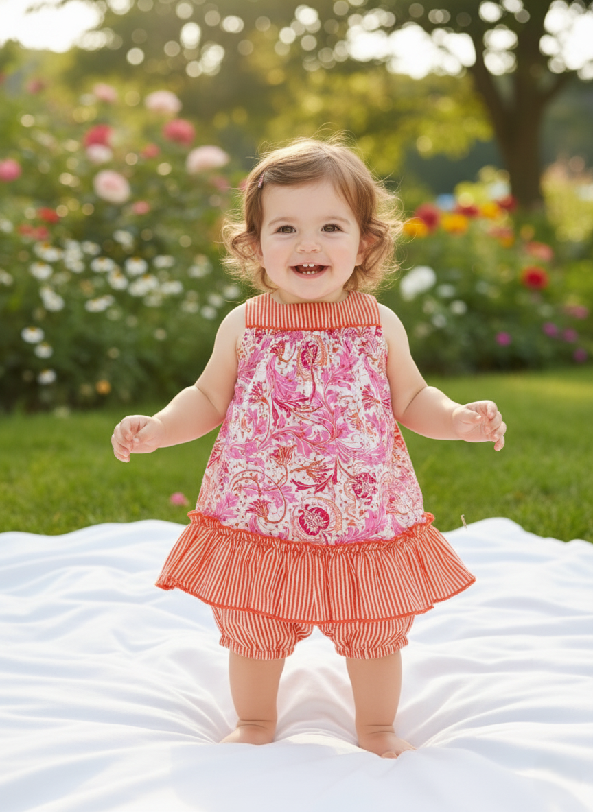 Yana Swing Dress Orange — Cotton Girls Dress | Infant to Tween 0-13 Years