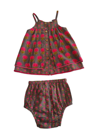 Layola Layered Swing Dress Earthy Brown — Cotton Girls Dress | Infant to Tween 0-13 Years