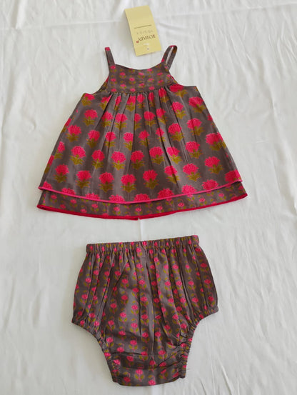 Layola Layered Swing Dress Earthy Brown — Cotton Girls Dress | Infant to Tween 0-13 Years