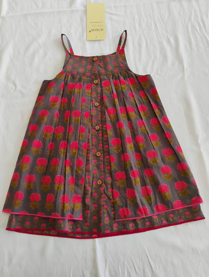 Layola Layered Swing Dress Earthy Brown — Cotton Girls Dress | Infant to Tween 0-13 Years