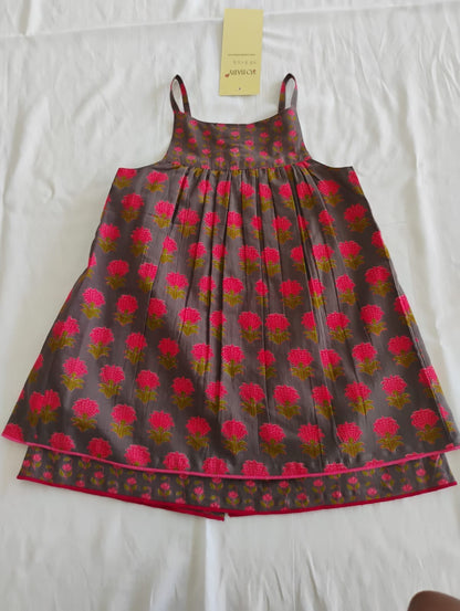 Layola Layered Swing Dress Earthy Brown — Cotton Girls Dress | Infant to Tween 0-13 Years