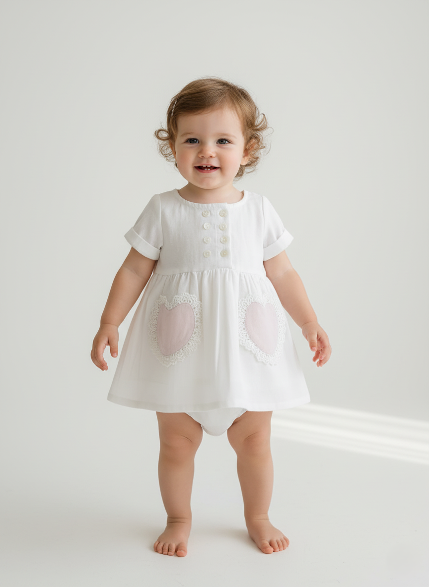Amore Dress White — Cotton Girls Dress | Infant to Tween 0-13 Years