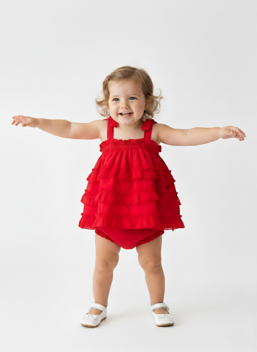 Nia Dress : RED :  Infant : Toddler : Tween