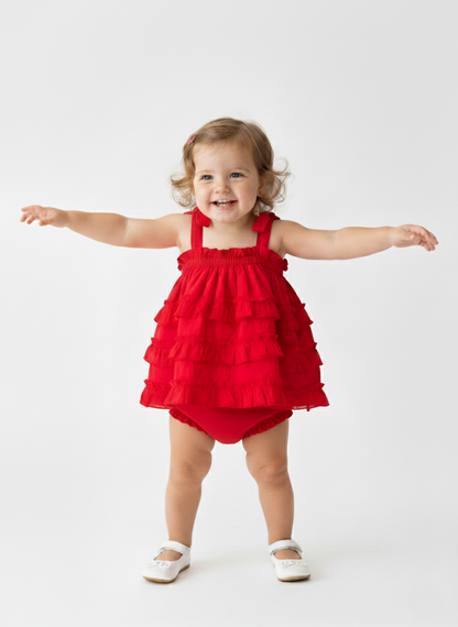 Nia Dress : RED :  Infant : Toddler : Tween