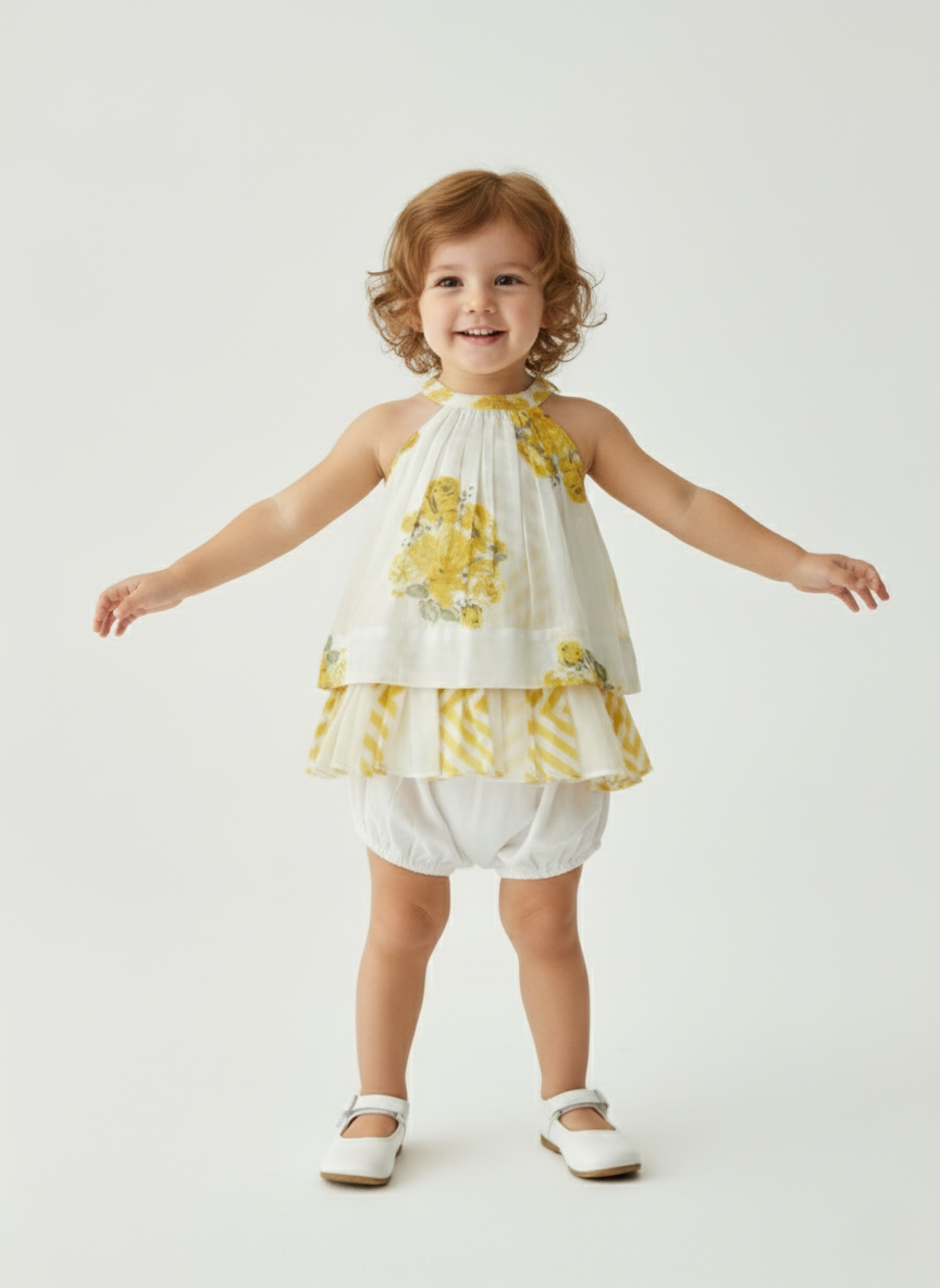 Pia Halter Swing Dress Off-White — Cotton Girls and Women Dress | 0-13 Years and Women