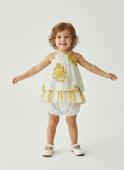Pia Halter Swing Dress Off-White — Cotton Girls and Women Dress | 0-13 Years and Women