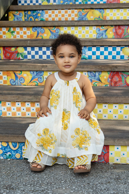 Pia Halter Swing Dress Off-White — Cotton Girls and Women Dress | 0-13 Years and Women