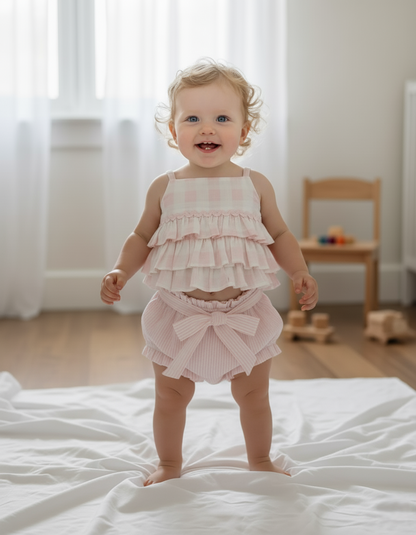 Ariana Top and Pant Set Pastel Pink — Cotton Girls Co-Ord | Infant to Tween 0-13 Years