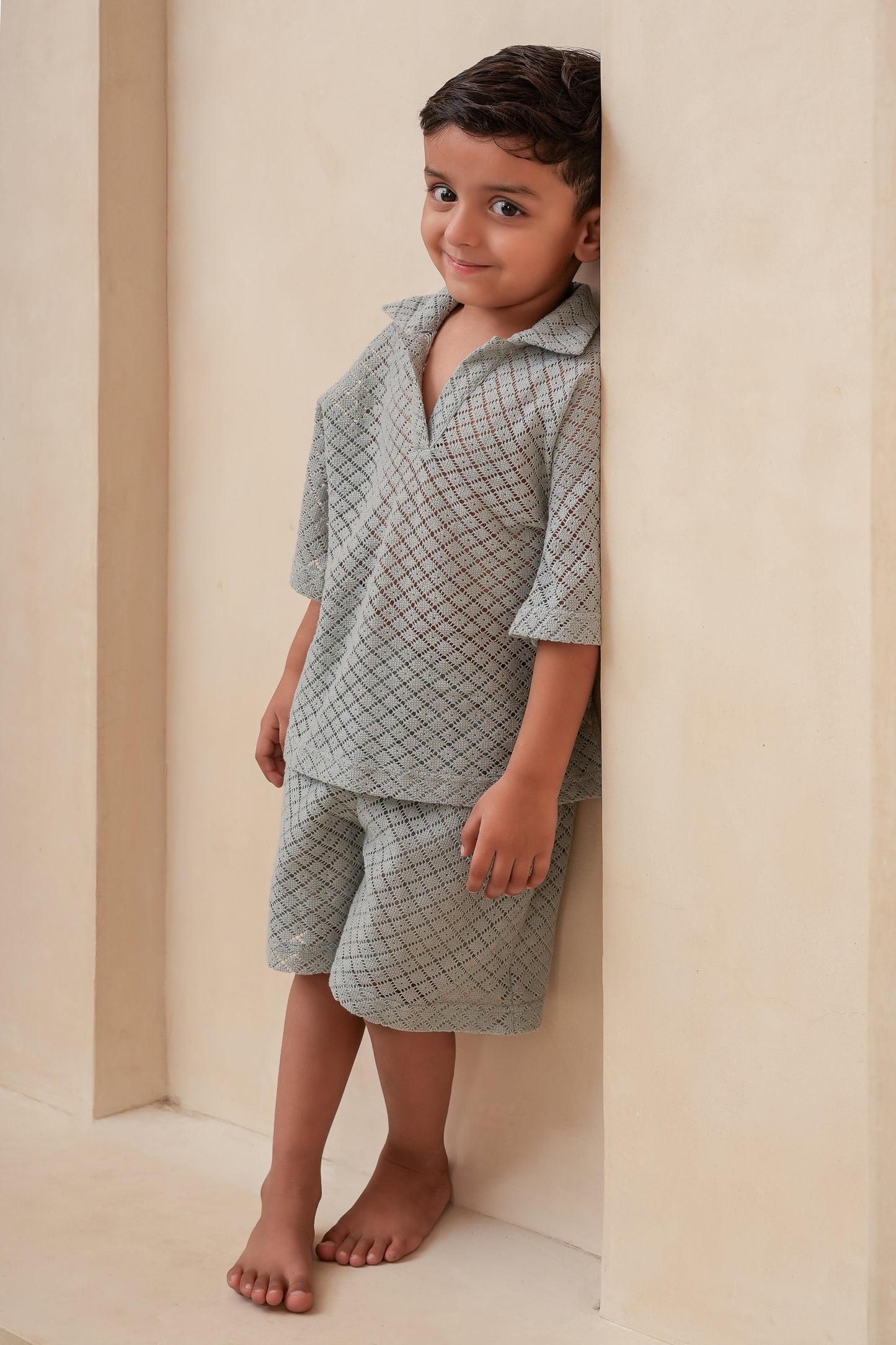 Harley Shorts and T-Shirt Set Powder Blue Gender Neutral — Cotton Kids Co-Ord | 0-13 Years