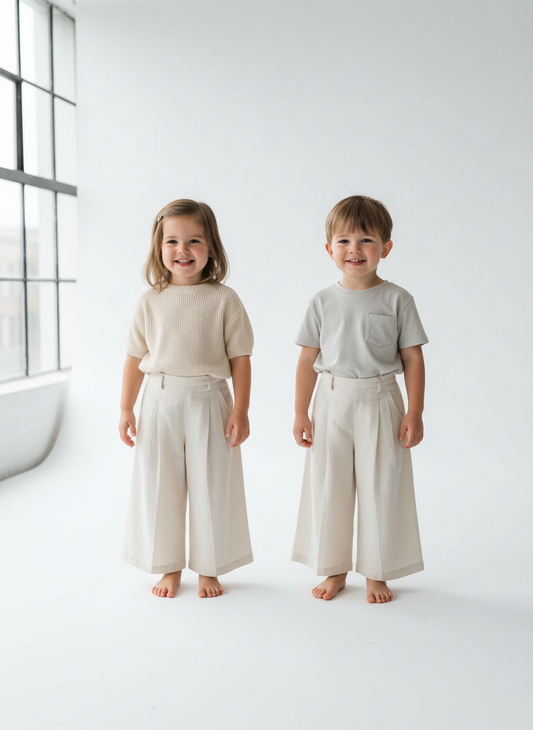 Yoshi Pants Ecru Gender Neutral — Cotton Kids Pants | Infant to Tween 0-13 Years