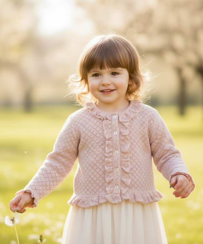 Ella Cardigan Dusty Rose — Cotton Kids Cardigan | Infant to Tween 0-13 Years