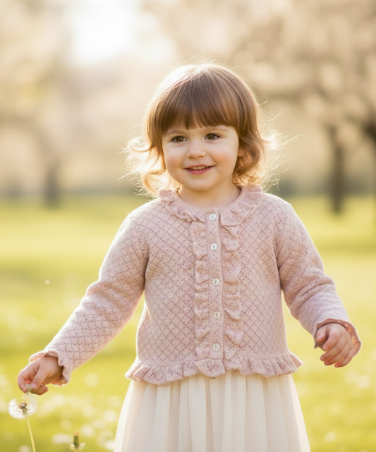 Ella Cardigan Dusty Rose — Cotton Kids Cardigan | Infant to Tween 0-13 Years
