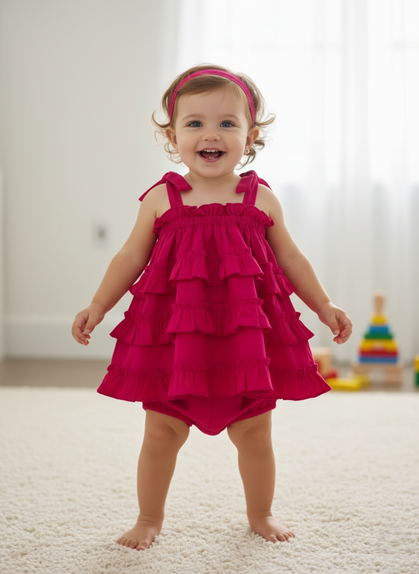 Nia Dress Fuchsia — Cotton Girls Dress | Infant to Tween 0-13 Years