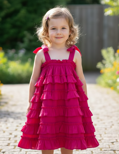 Nia Dress Fuchsia — Cotton Girls Dress | Infant to Tween 0-13 Years