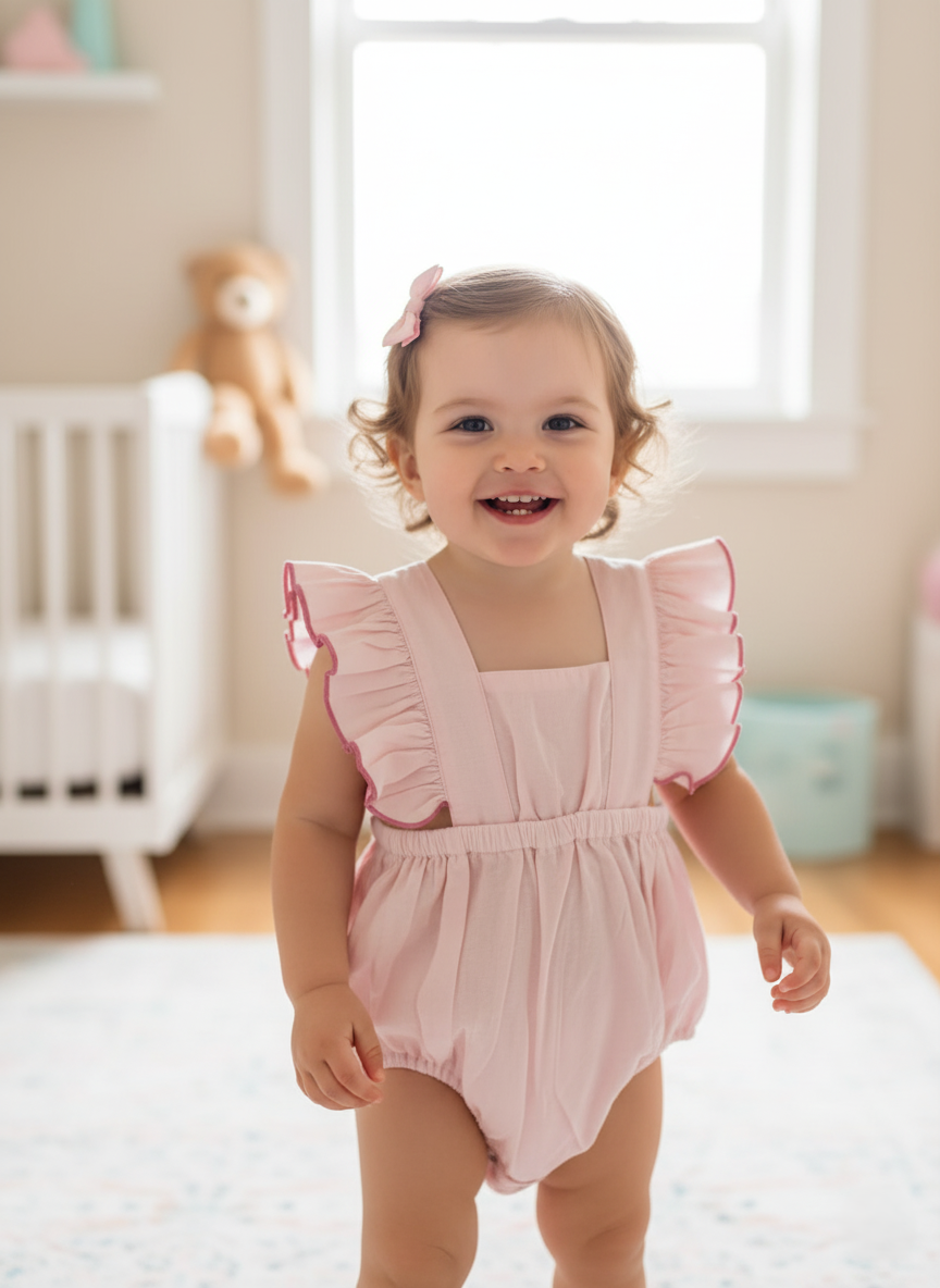 Racer Back Romper  : BABY PINK : Infant