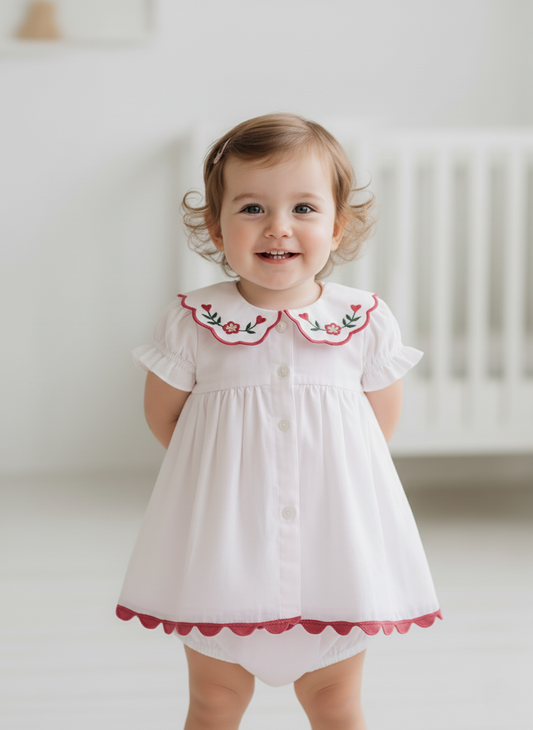 Striped Dress with Collar Soft Blue — Cotton Girls Dress | Infant to Tween