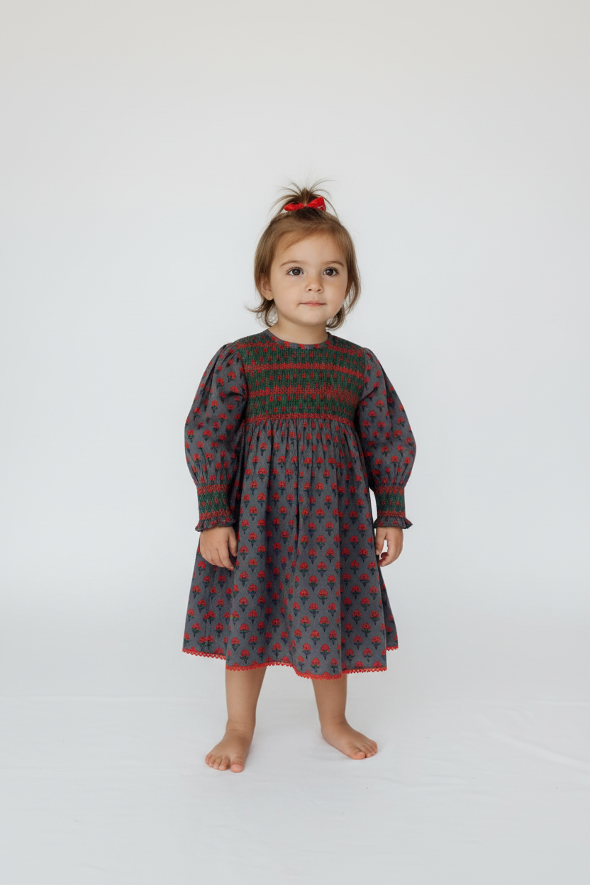 Poppy Smocked Cotton Printed Dress