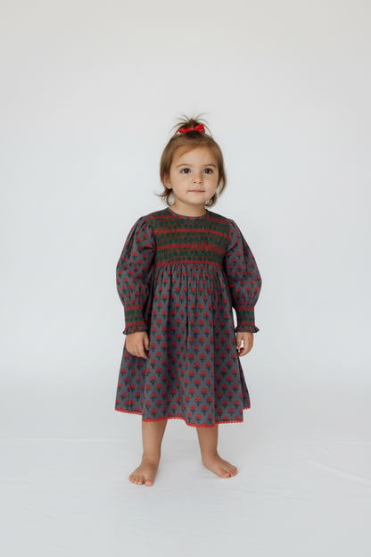 Poppy Smocked Cotton Printed Dress