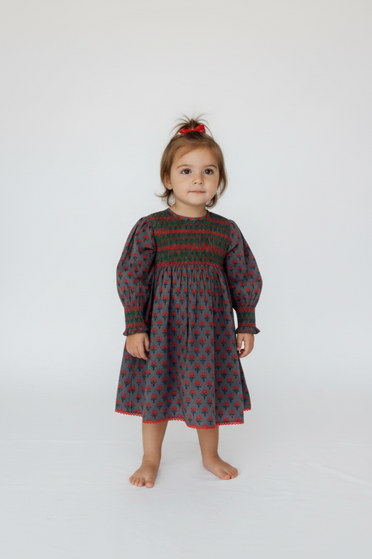Poppy Smocked Cotton Printed Dress