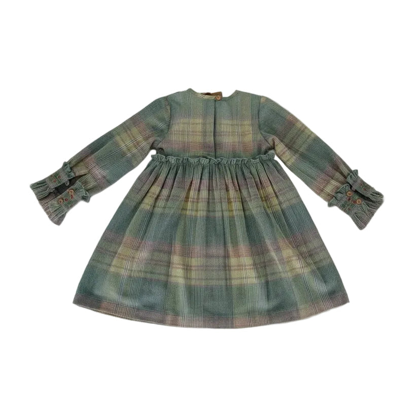 Arlo Hand-Embroidered Corduroy A-Line Dress Blue — Cotton Girls Dress | 0-13 Years