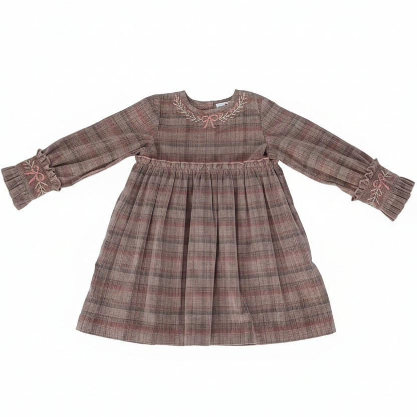 Arlo Hand-Embroidered Corduroy A-Line Dress — Cotton Girls Dress | 0-13 Years