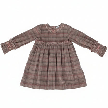 Arlo Hand-Embroidered Corduroy A-Line Dress — Cotton Girls Dress | 0-13 Years