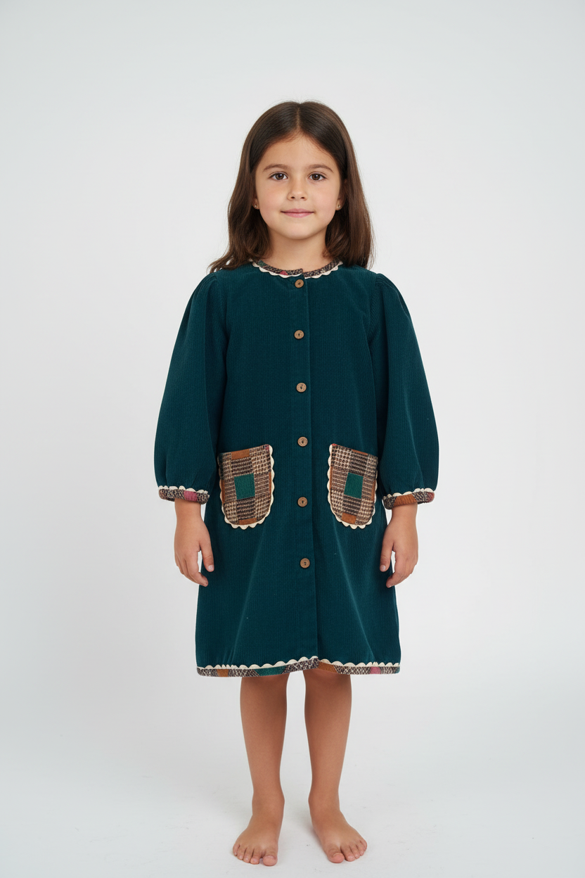 Fjord Corduroy Shift Dress - Teal