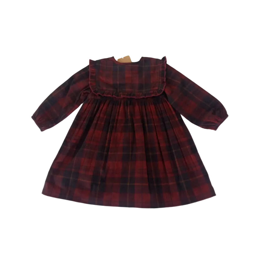 Holly Corduroy Hand-Embroidered Sailor-Collar Shirt Dress - Red