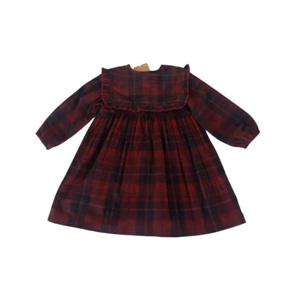 Holly Corduroy Hand-Embroidered Sailor-Collar Shirt Dress - Red