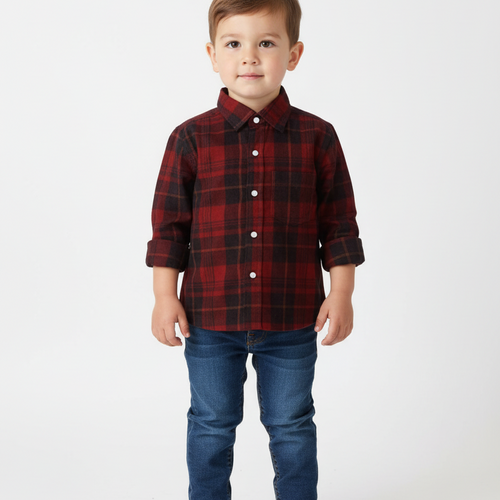 Rowan Plaid Corduroy Boys Shirt - Red
