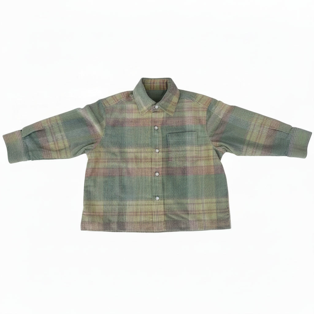 Rowan Plaid Corduroy Boys Shirt - Blue