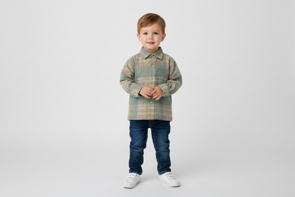 Rowan Plaid Corduroy Boys Shirt - Blue