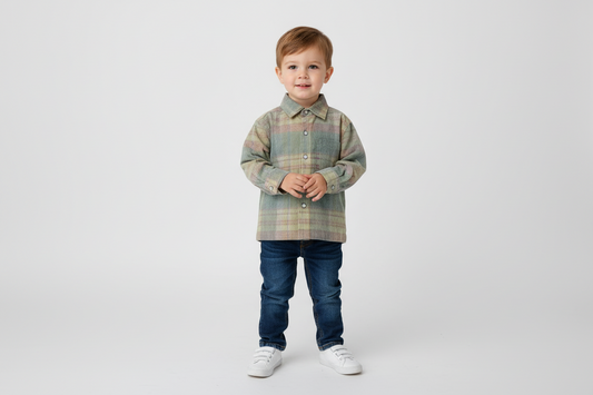 Rowan Plaid Corduroy Boys Shirt - Blue