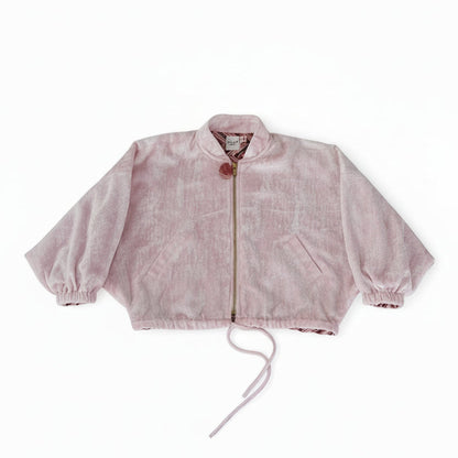 Sienna Luxe Crushed Velvet Bomber Jacket - Pink