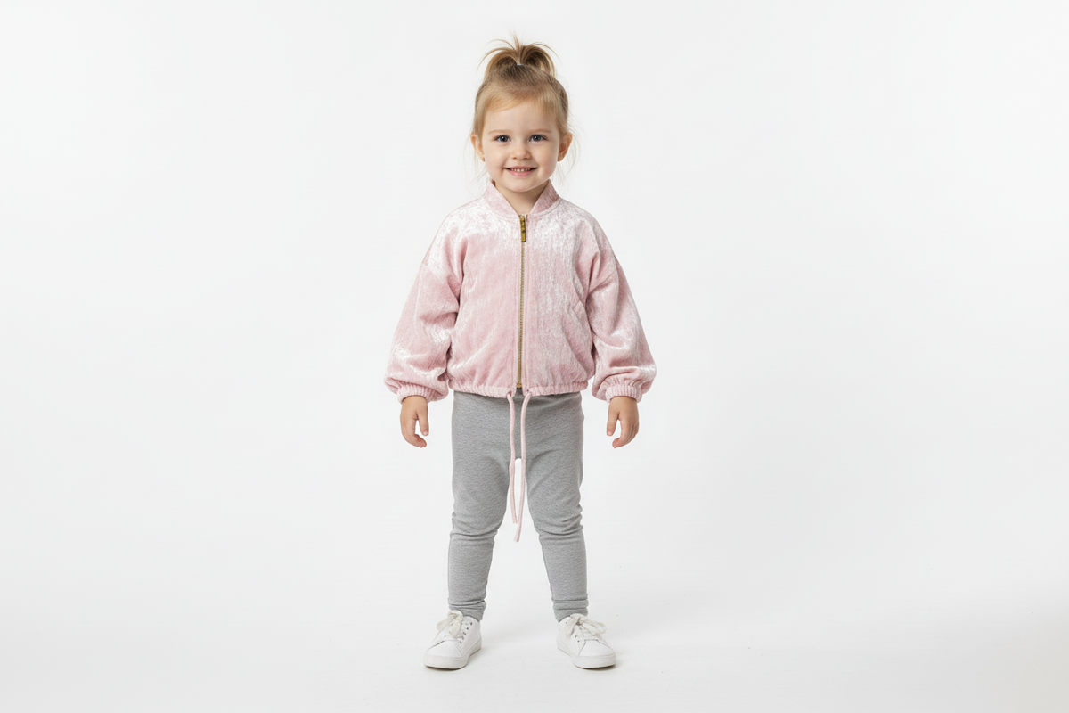 Sienna Luxe Crushed Velvet Bomber Jacket - Pink