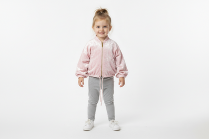 Sienna Luxe Crushed Velvet Bomber Jacket - Pink