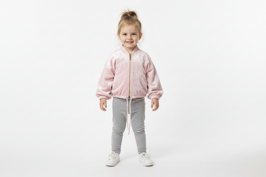 Sienna Luxe Crushed Velvet Bomber Jacket - Pink