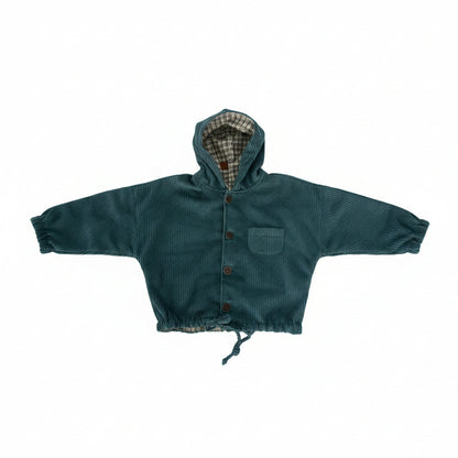 Theo Corduroy Hood Jacket - Teal