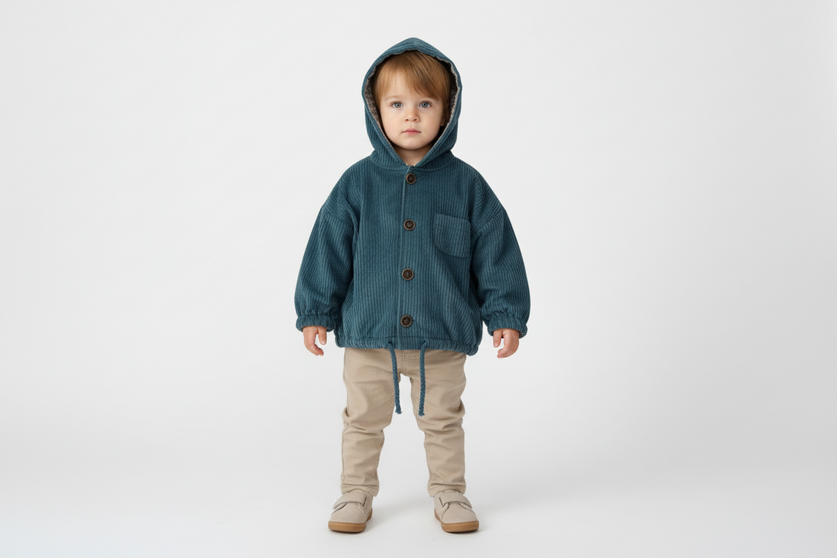 Theo Corduroy Hood Jacket - Teal