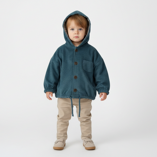 Theo Corduroy Hood Jacket - Teal