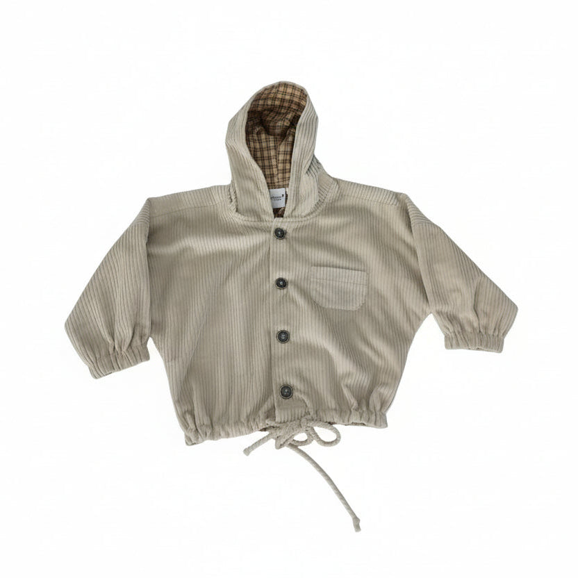 Theo Corduroy Hood Jacket - Ecru